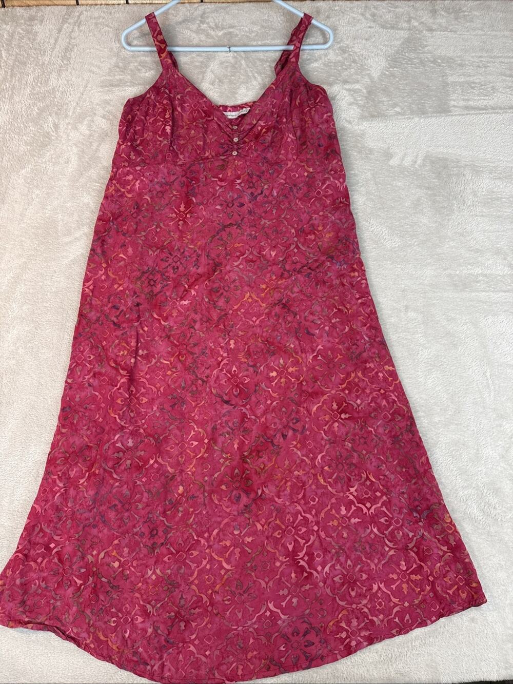 Vintage Nomadic Traders Boho Hippie Empire Midi Dress Size L Whimsy Earthy